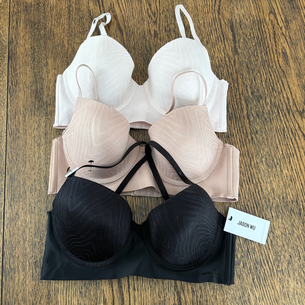NWT Jason Wu Elegant Bra Trio - Black, Nude and Pink